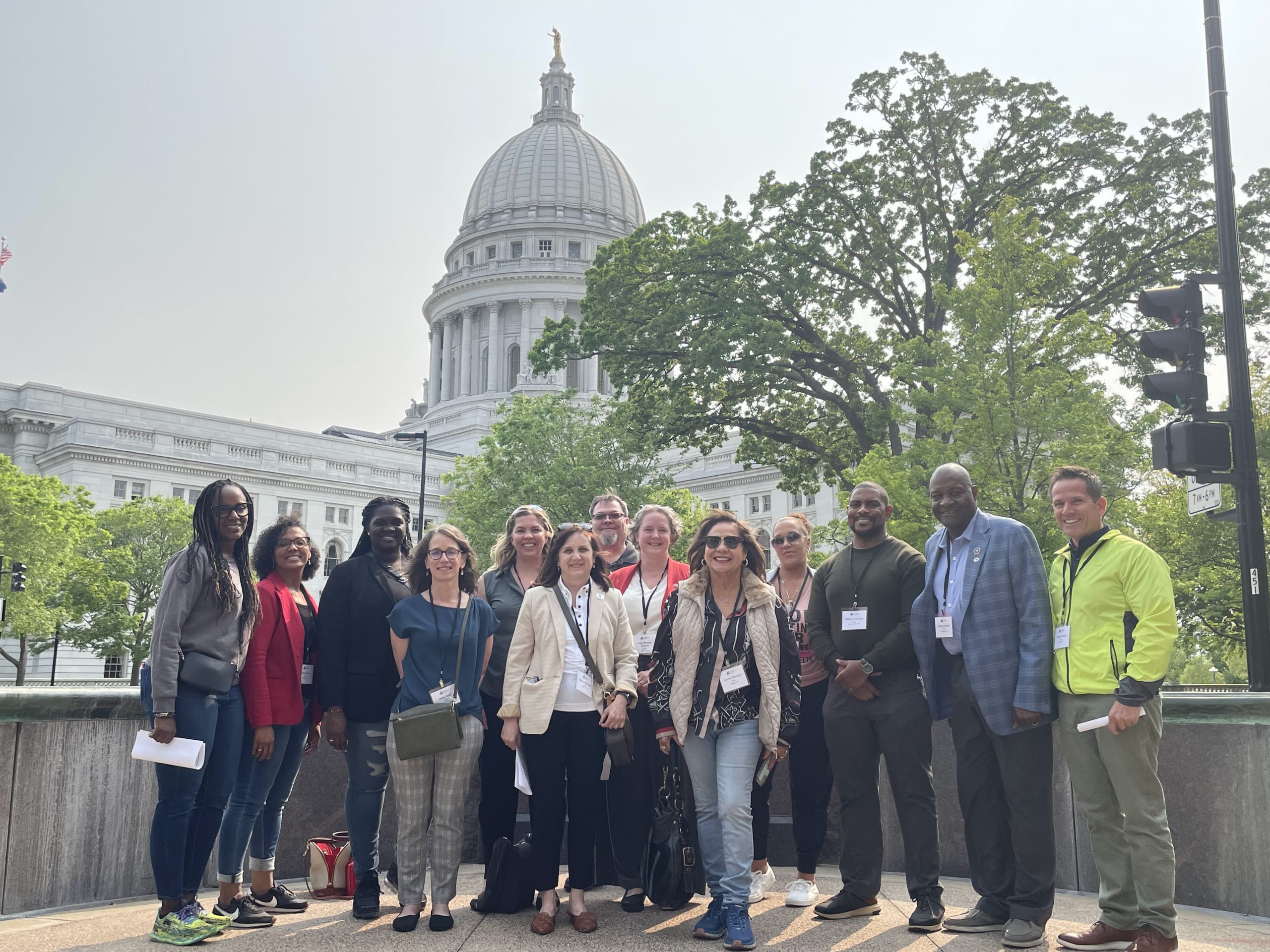 Group of Mayors in front of Wisconsin State Capital in Madison.