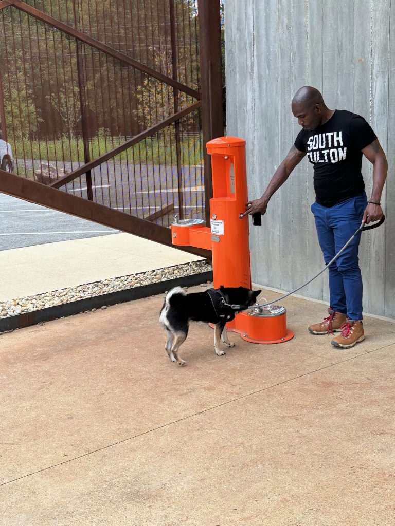 Mayor Kobi's Dog drinking water Urban Wilderness