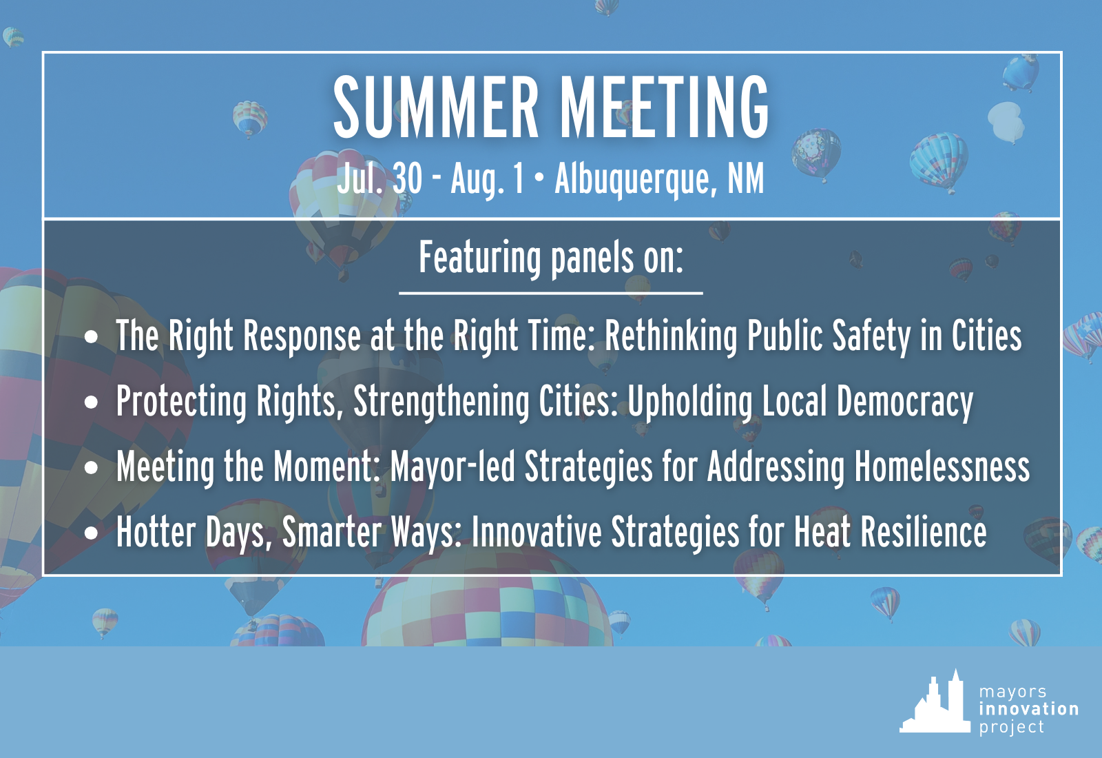 Mayors Innovation Project Summer 2025 Meeting graphic.