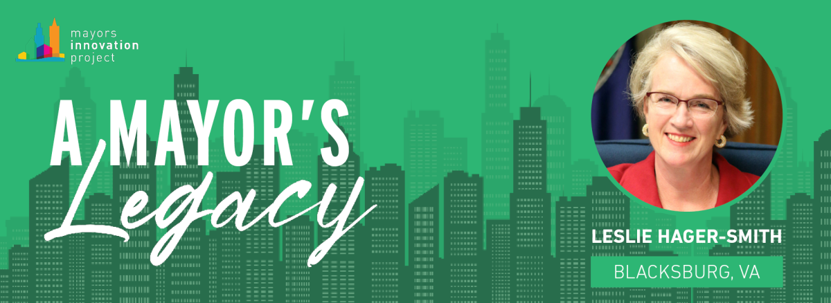 Graphic of Mayor Hager-Smith with the text "A Mayor's Legacy" against a green background.