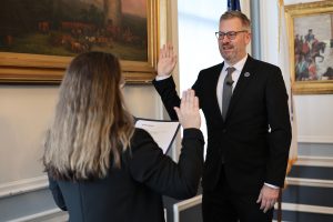 Mayor Jake Wilson is sworn in in Somerville.