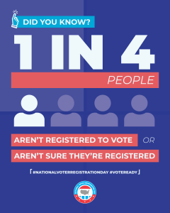 1 in 4 people aren't registered to vote or aren't sure they're registered flyer
